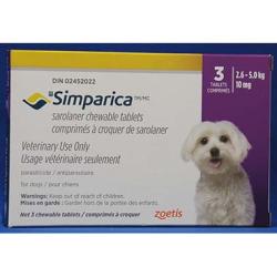 Simparica 10 mg chewable tablet for dogs 26–50 kg for protection against fleas and ticks.